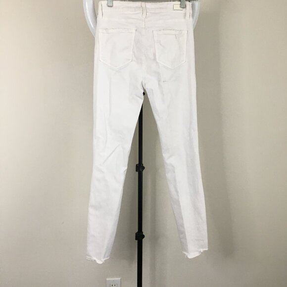 PAIGE Crisp White Destroyed Distressed HOXTON ANKLE 5 Pocket Logo Hardware Jeans - Picture 8 of 16